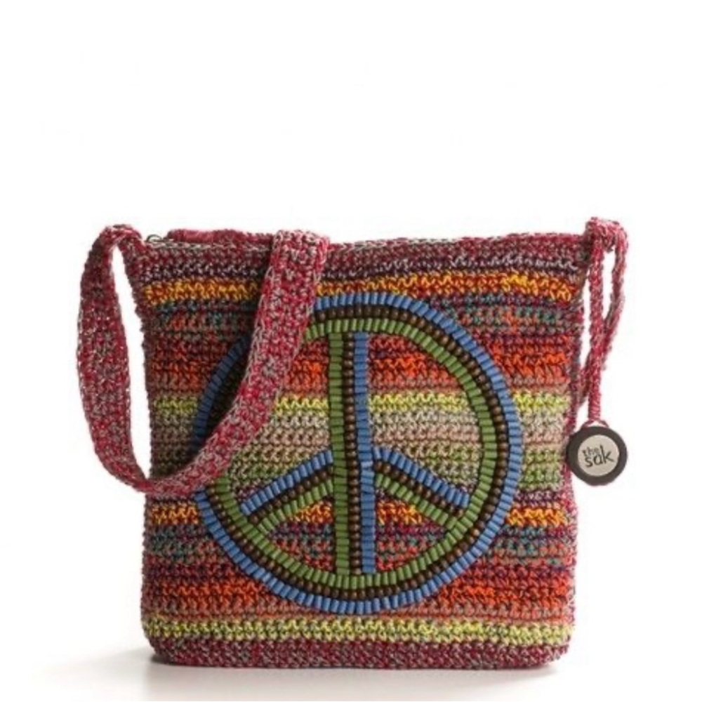 The Sak Multicolor Peace Knit Crossbody Bag